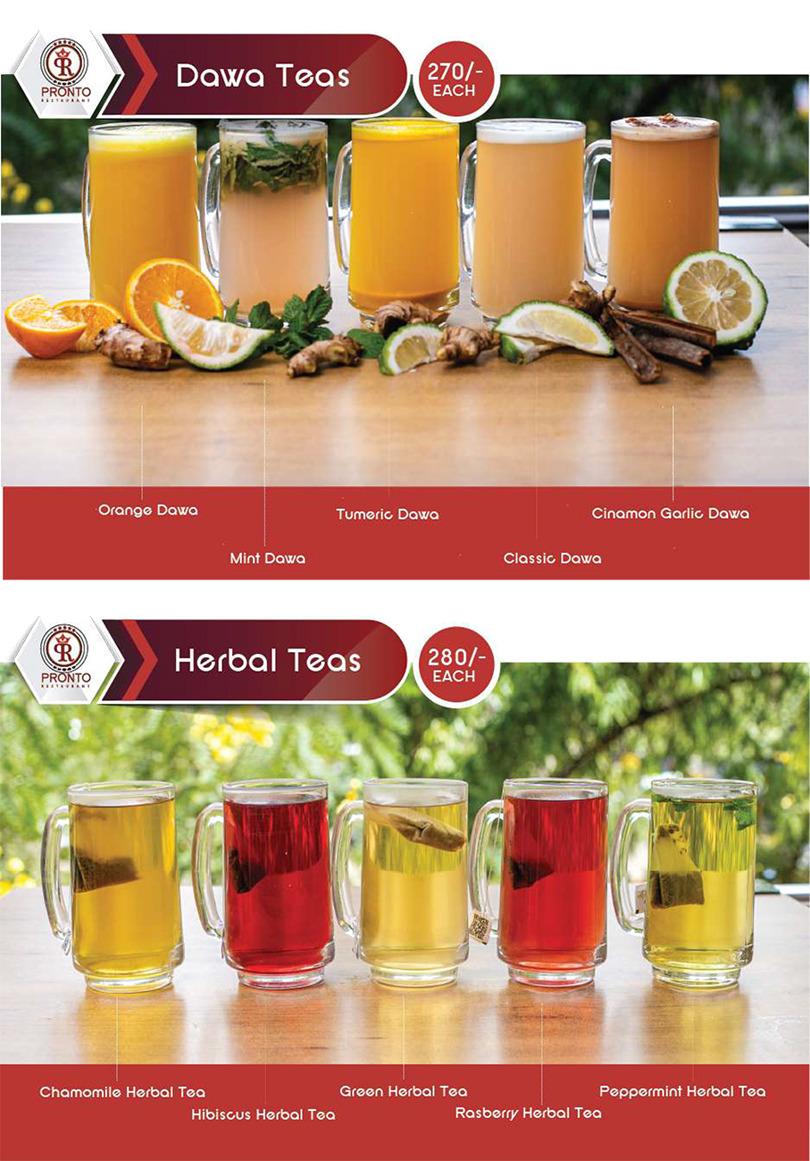 Pronto Restaurant Juices and Drinks